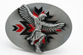 Silver Metal Native American Indian Dance Warrior Oval Belt Buckle Men Accessories